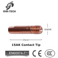 Ponta de contato de soldagem de cobre E-Cu M6x25 para consumíveis MIG 15AK